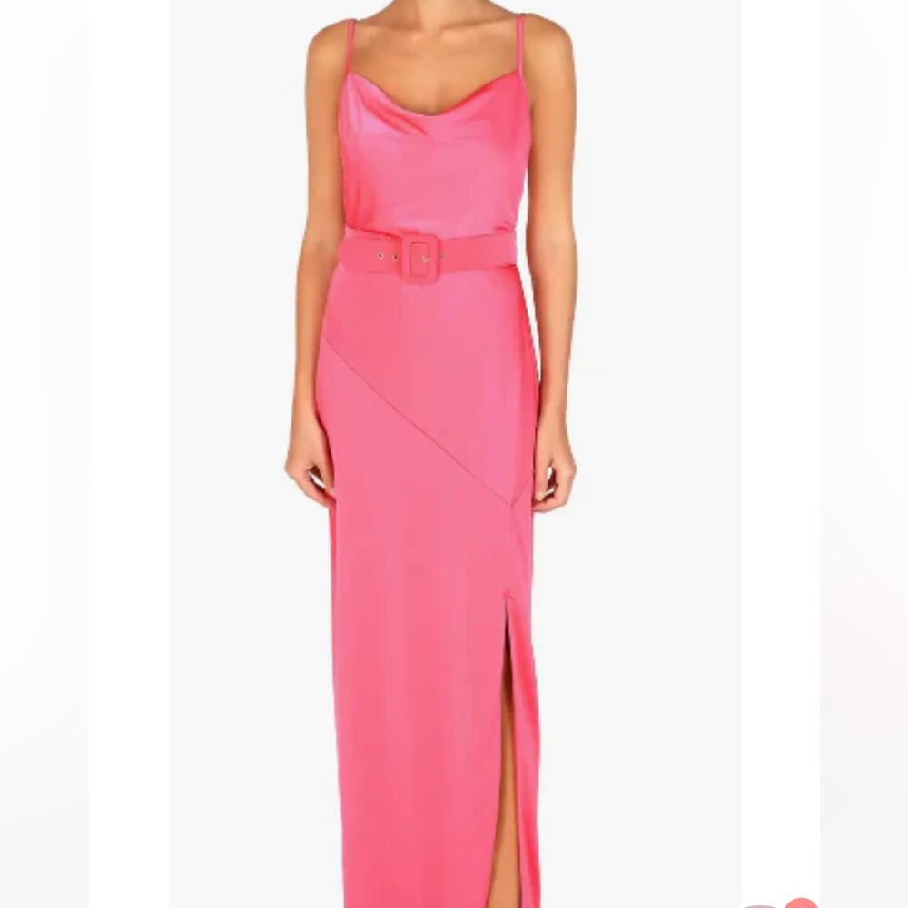 Elegant belted Pink Maxi Dress